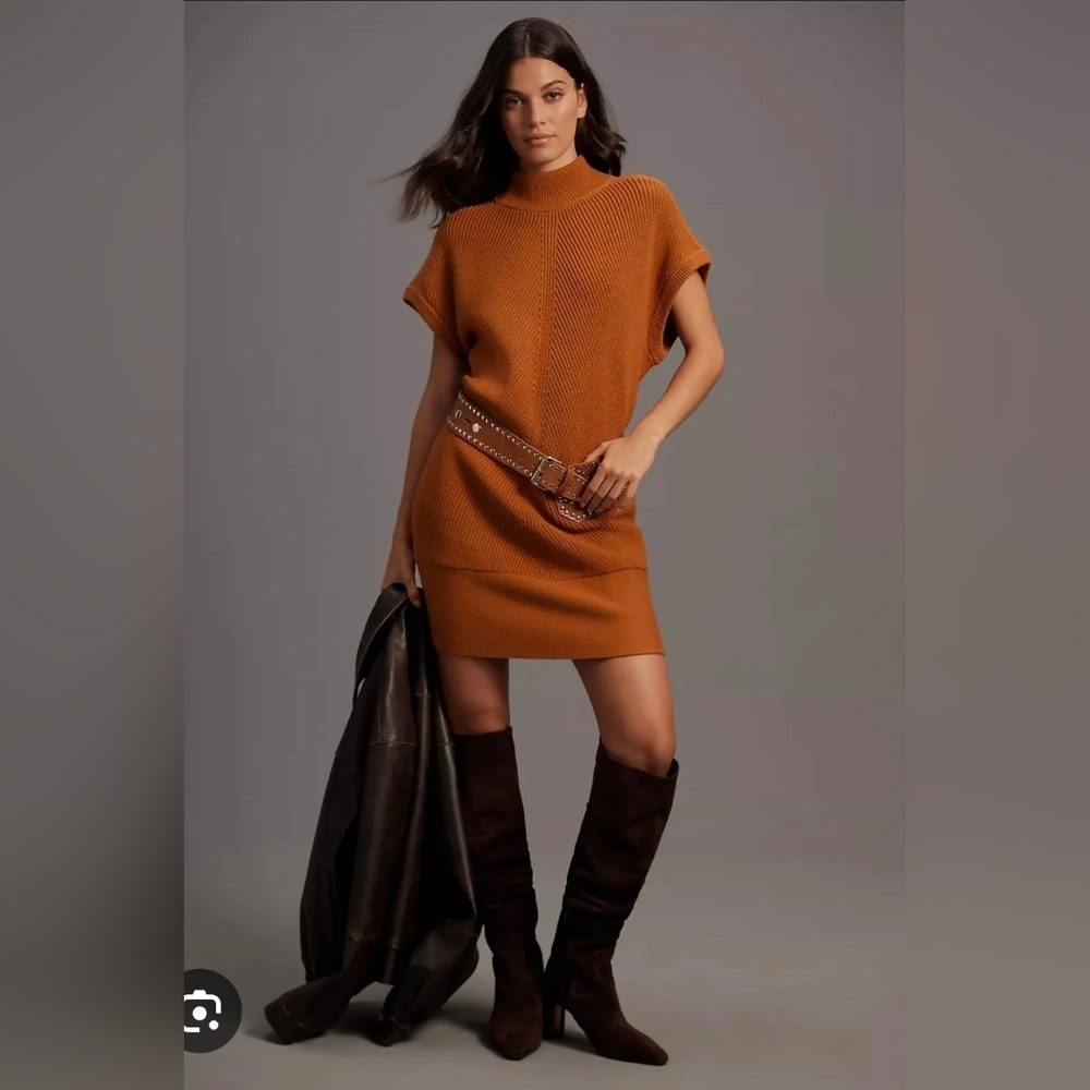 Anthropolgie Rust Brown Knit Sweater Dress